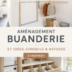 Aménagement d'une buanderie moderne et fonctionnelle avec des solutions de rangement efficaces.