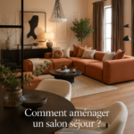 Un salon séjour chaleureux et bien aménagé avec des couleurs agréables et un éclairage doux.