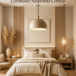 Chambre cosy avec un élégant luminaire suspendu