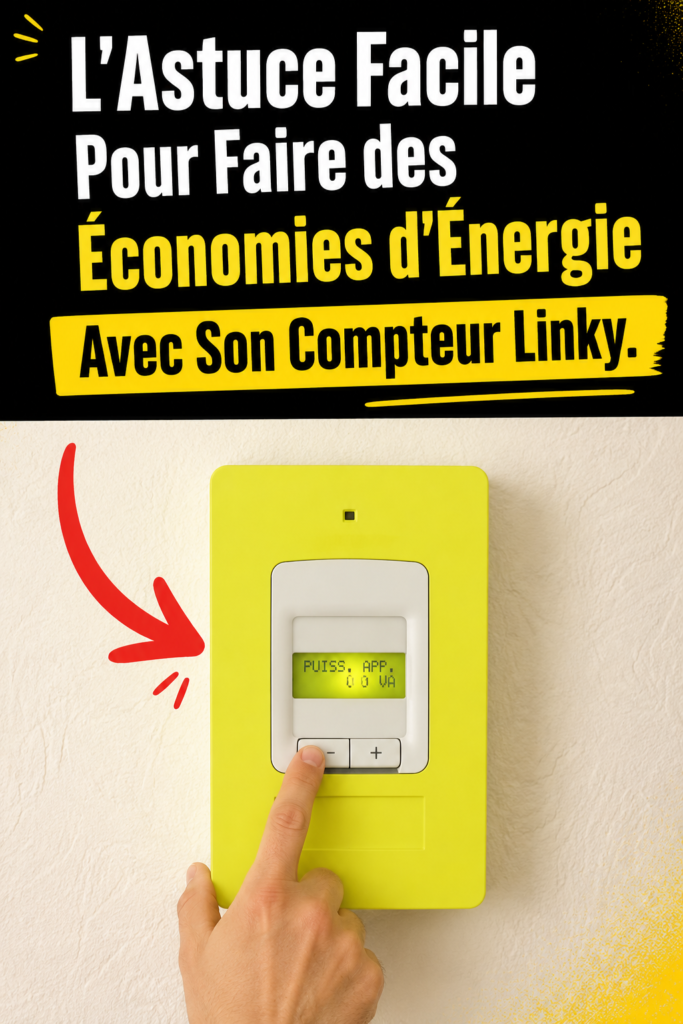 Une femme vérifiant son compteur Linky pour des économies d'énergie.