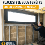 Installation d'une contre-cloison en Placostyle sous une fenêtre dans un intérieur moderne.