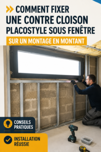 Installation d'une contre-cloison en Placostyle sous une fenêtre dans un intérieur moderne.