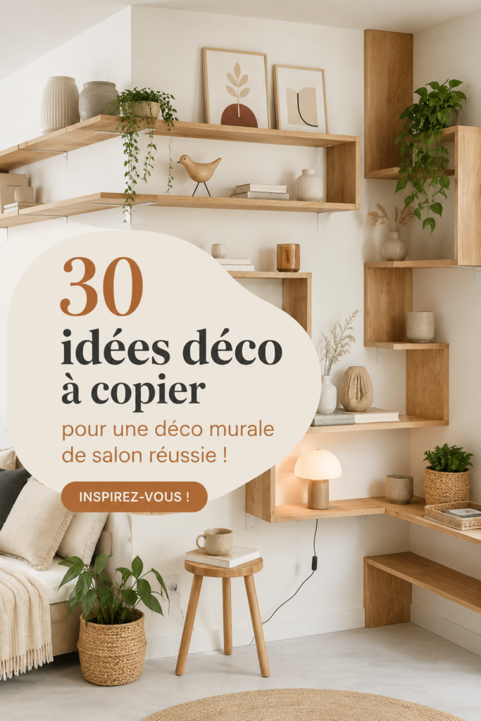 Déco murale moderne dans un salon chaleureux avec des œuvres d'art et des plantes.