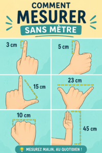 Une femme mesure avec un objet du quotidien pour illustrer comment mesurer sans mètre.