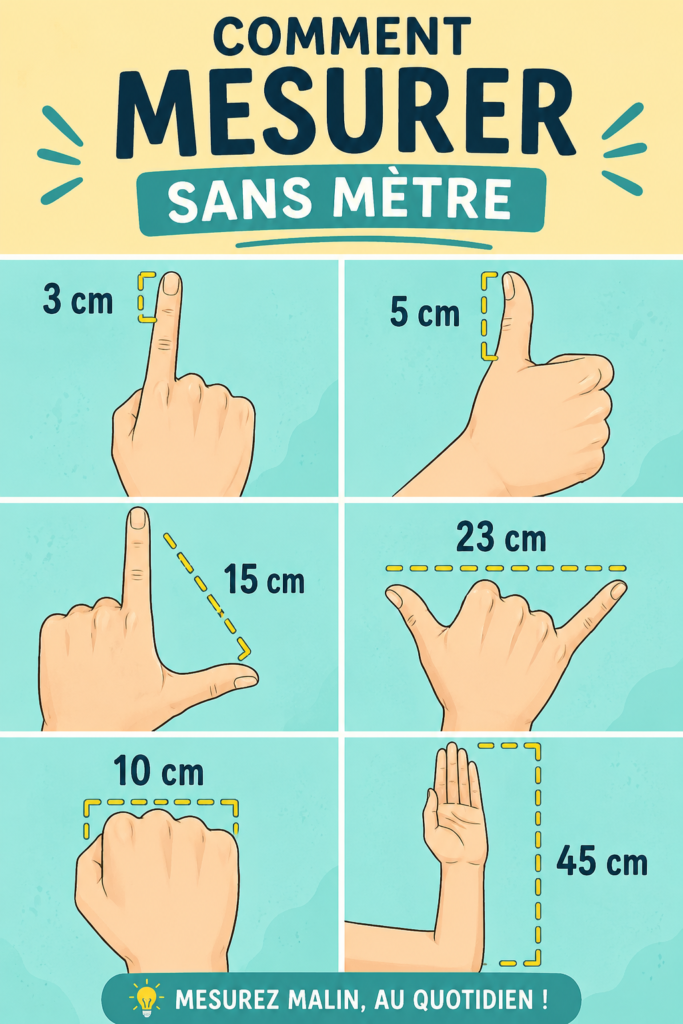 Une femme mesure avec un objet du quotidien pour illustrer comment mesurer sans mètre.