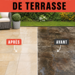 Dalles de terrasse nettoyées et brillantes