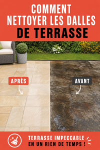Dalles de terrasse nettoyées et brillantes