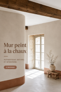 Un mur intérieur magnifiquement peint à la chaux dans des tons apaisants