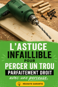 Une personne en train de percer un trou droit avec une perceuse dans un atelier.
