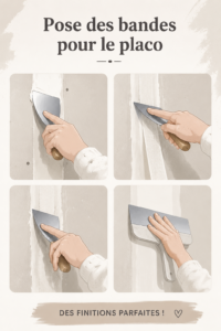 Femme appliquant des bandes pour placo sur un mur dans une pièce lumineuse