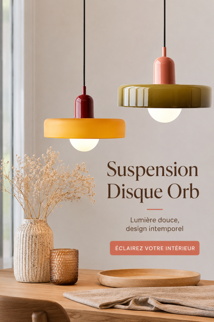 Suspension Disc Orb au design moderne dans un intérieur stylé.