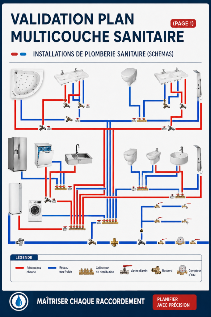 Vue d'une installation sanitaire validée avec des systèmes modernes