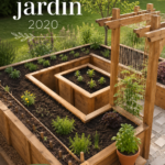 Jardin fleuri bien aménagé avec des plantes colorées et un mobilier d'extérieur élégant.