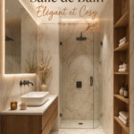 Salle de bain aménagée avec élégance et confort, décorée de couleurs douces