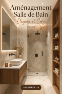 Salle de bain aménagée avec élégance et confort, décorée de couleurs douces