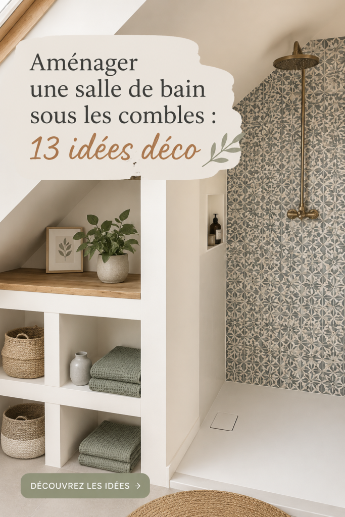 Salle de bain aménagée sous les combles avec un style moderne et chaleureux.