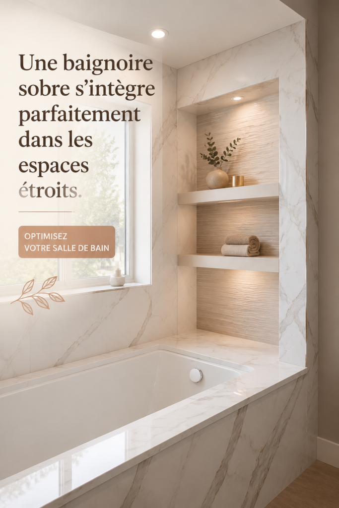 Baignoire sobre dans une salle de bain moderne et épurée