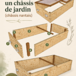Châssis de jardin en bois rempli de plantes florissantes