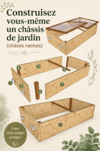 Châssis de jardin en bois rempli de plantes florissantes