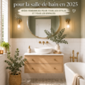 Salle de bain peinte en couleurs tendance 2025, avec des accessoires modernes.