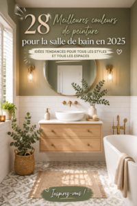 Salle de bain peinte en couleurs tendance 2025, avec des accessoires modernes.