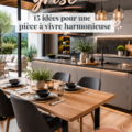 Cuisine moderne avec des éléments gris, chaleureuse et accueillante.