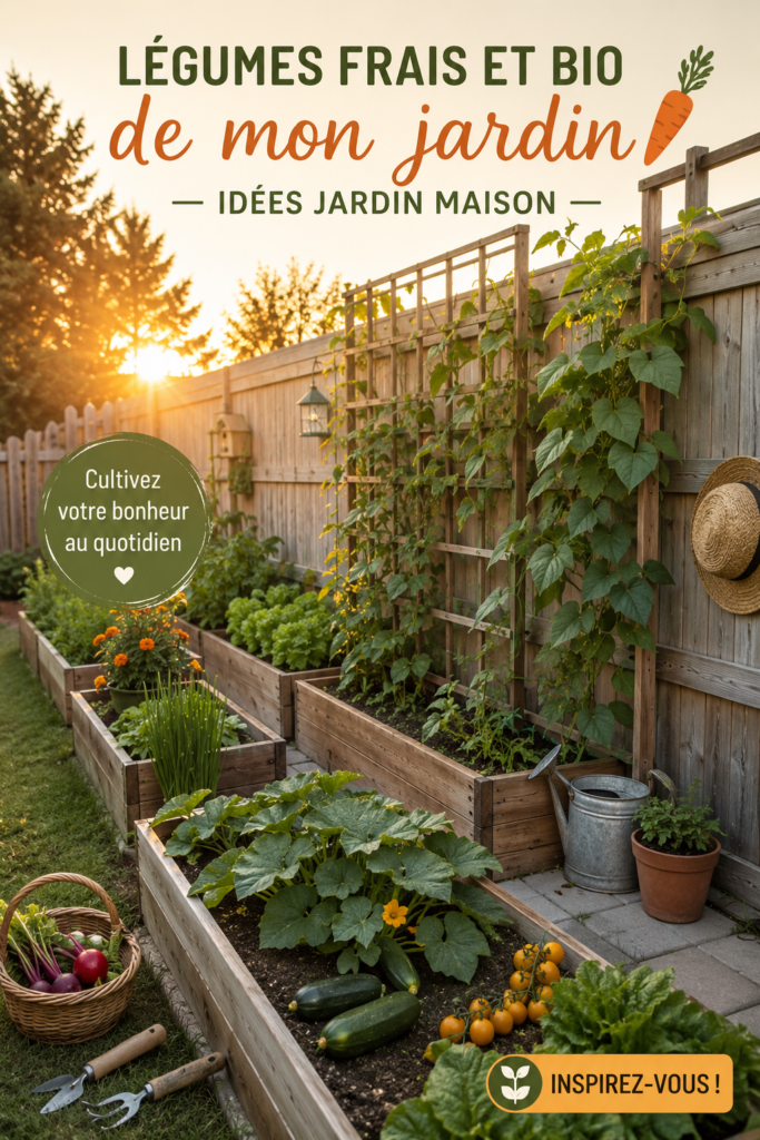 Fruits et légumes bio frais cultivés dans un jardin