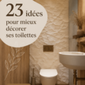 Toilettes joliment décorées avec des plantes et des accessoires modernes.