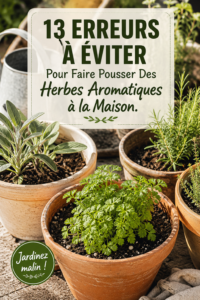 Un jardin d'herbes aromatiques en pot avec différentes variétés.