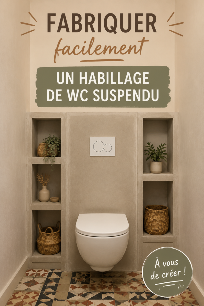 Habillage de WC suspendu en bois clair dans une salle de bains moderne