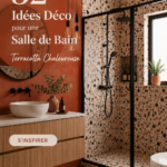 Salle de bain moderne avec décor terracotta chaleureux
