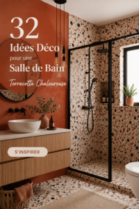 Salle de bain moderne avec décor terracotta chaleureux