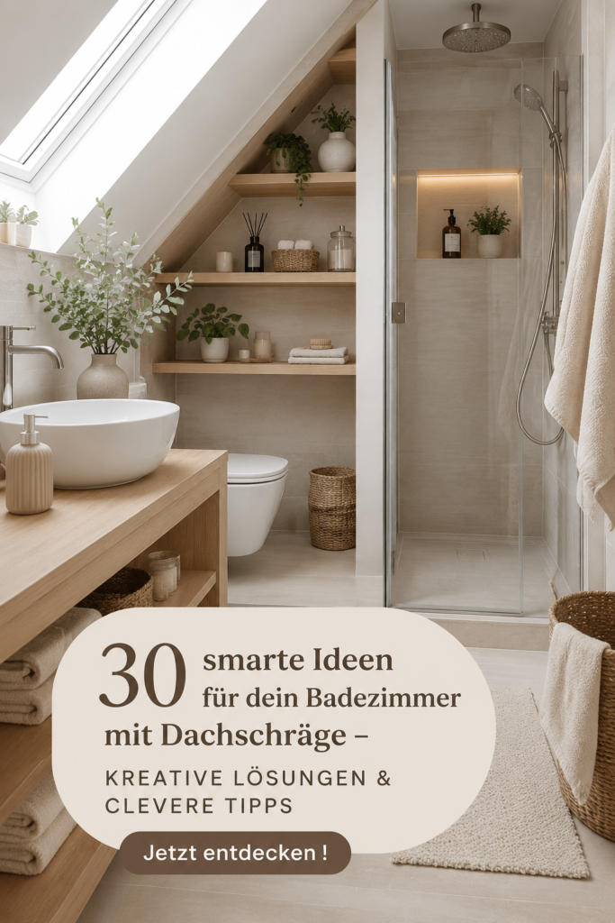 Aménagement d'une salle de bain sous pente avec un design chaleureux et pratique.