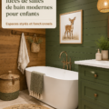 Salle de bain moderne et colorée pour enfants avec meubles adaptés