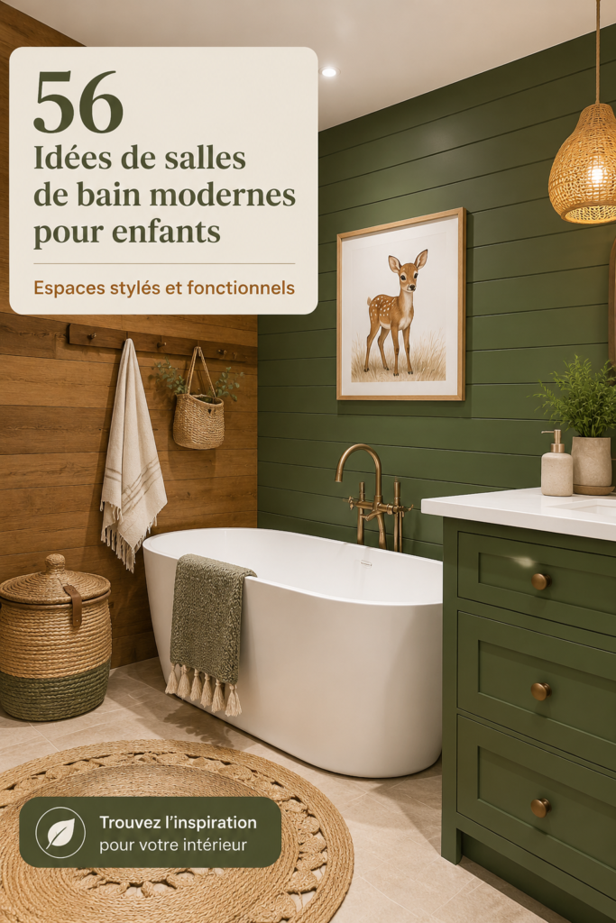 Salle de bain moderne et colorée pour enfants avec meubles adaptés