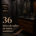 Exemple d'une salle de bain moderne avec des murs sombres et des matériaux élégants.