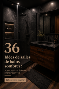 Exemple d'une salle de bain moderne avec des murs sombres et des matériaux élégants.