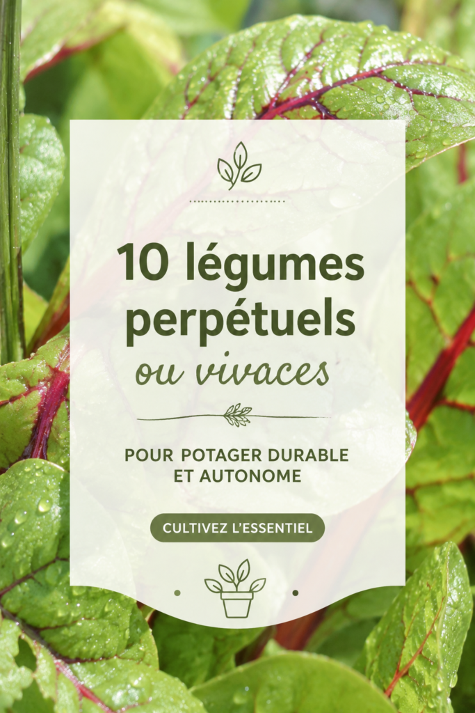 Potager fleuri avec des légumes vivaces, idéal pour une culture durable.