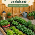 Jardin en carrés luxuriant avec des plantes variées et colorées