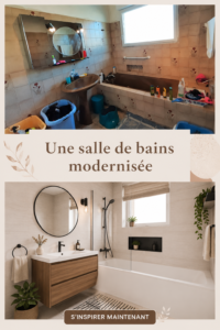 Salle de bains moderne avec carrelage contemporain et accessoires élégants.