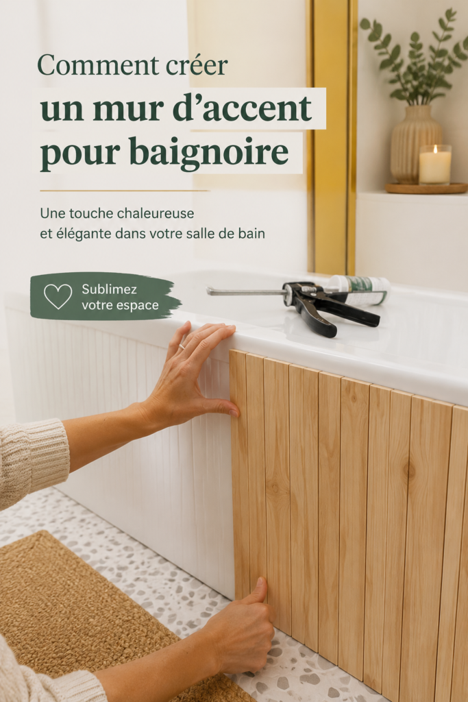 Un mur accent moderne autour d'une baignoire dans une salle de bain élégante.