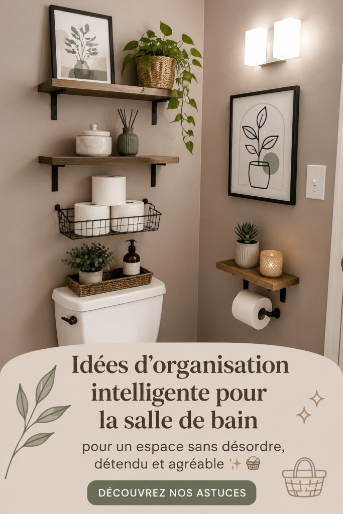 Salle de bain bien organisée avec des solutions de rangement pratiques