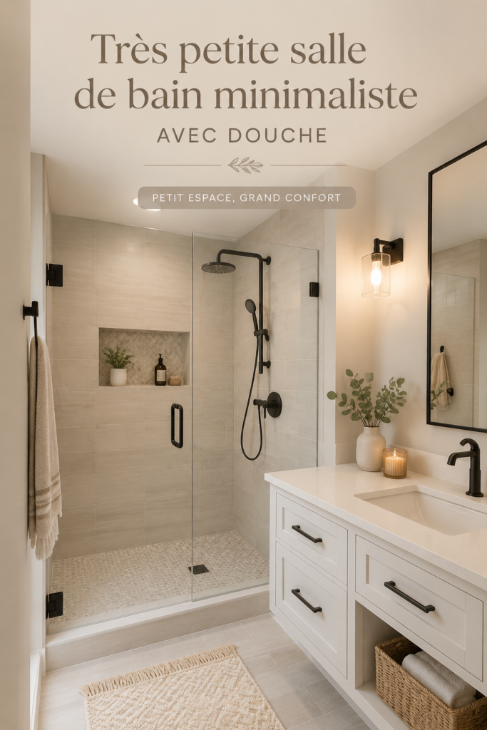 Salle de bain minimaliste moderne avec douche et rangement optimisé