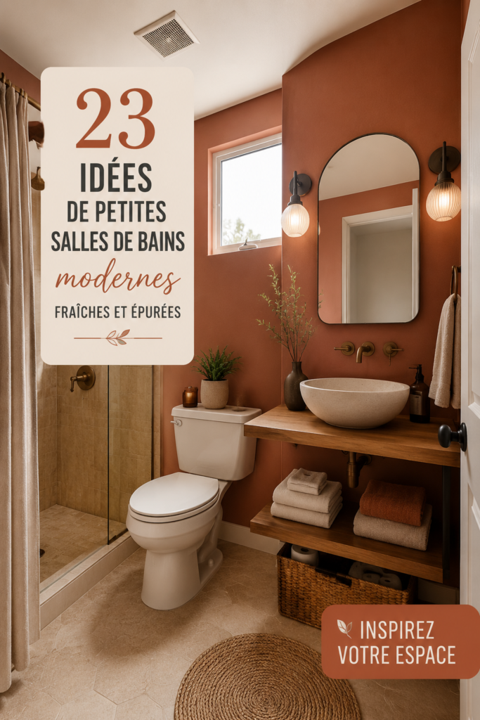 Petite salle de bain moderne avec des touches de fraîcheur et un design épuré.