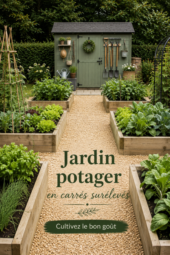 Un jardin potager en bacs surélevés rempli de légumes frais
