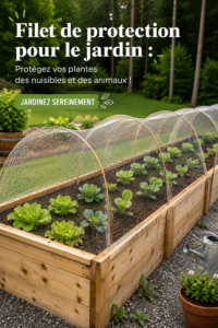 Un élégant jardin protégé par un filet de jardin contre les nuisibles.