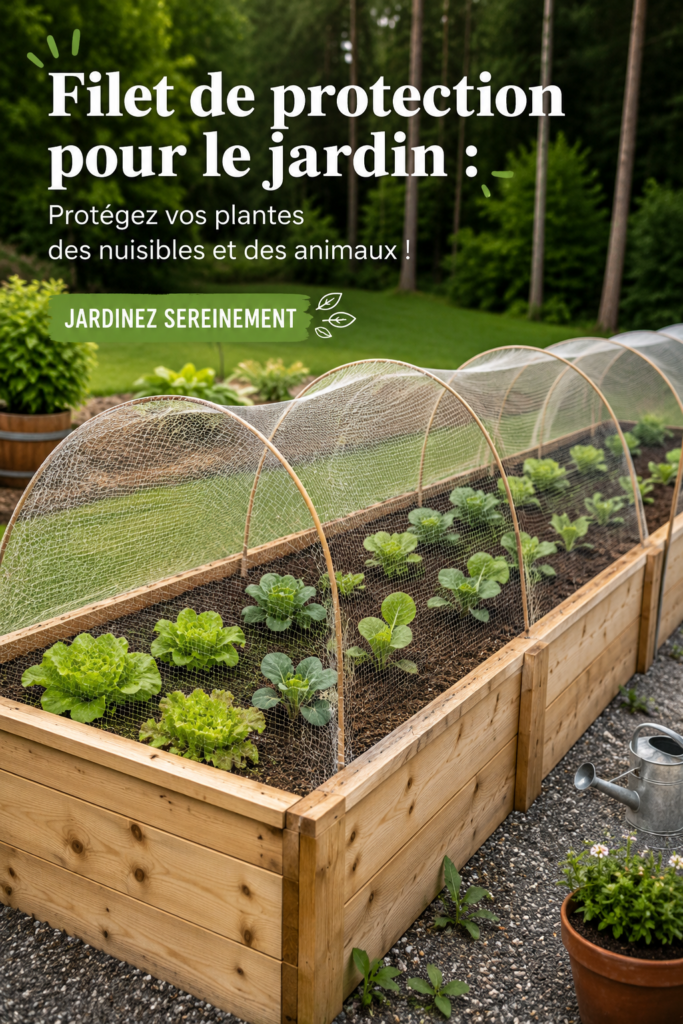 Un élégant jardin protégé par un filet de jardin contre les nuisibles.