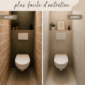 Exemple de toilettes avec revêtement facile d'entretien