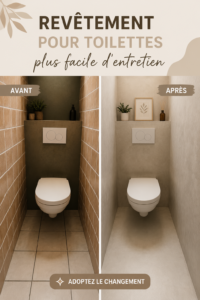 Exemple de toilettes avec revêtement facile d'entretien