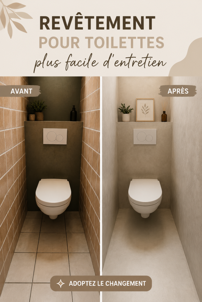 Exemple de toilettes avec revêtement facile d'entretien